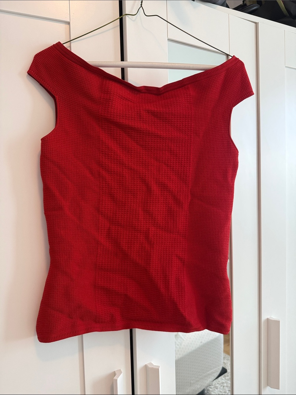 Reiss Red Off-Shoulder Knit Tank